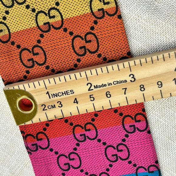 100% SILK Gucci Luxury Scarf Designer GG Logo Rainbow Pride Glam Elegant NWT - Picture 4 of 4